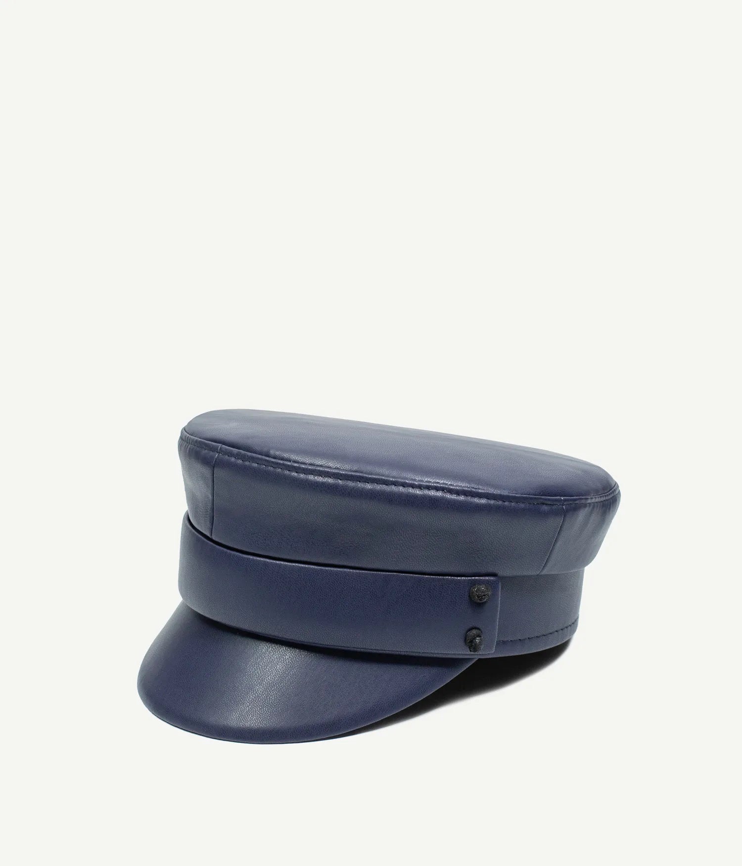 Leather, Faux-Leather Belted Baker Boy Cap