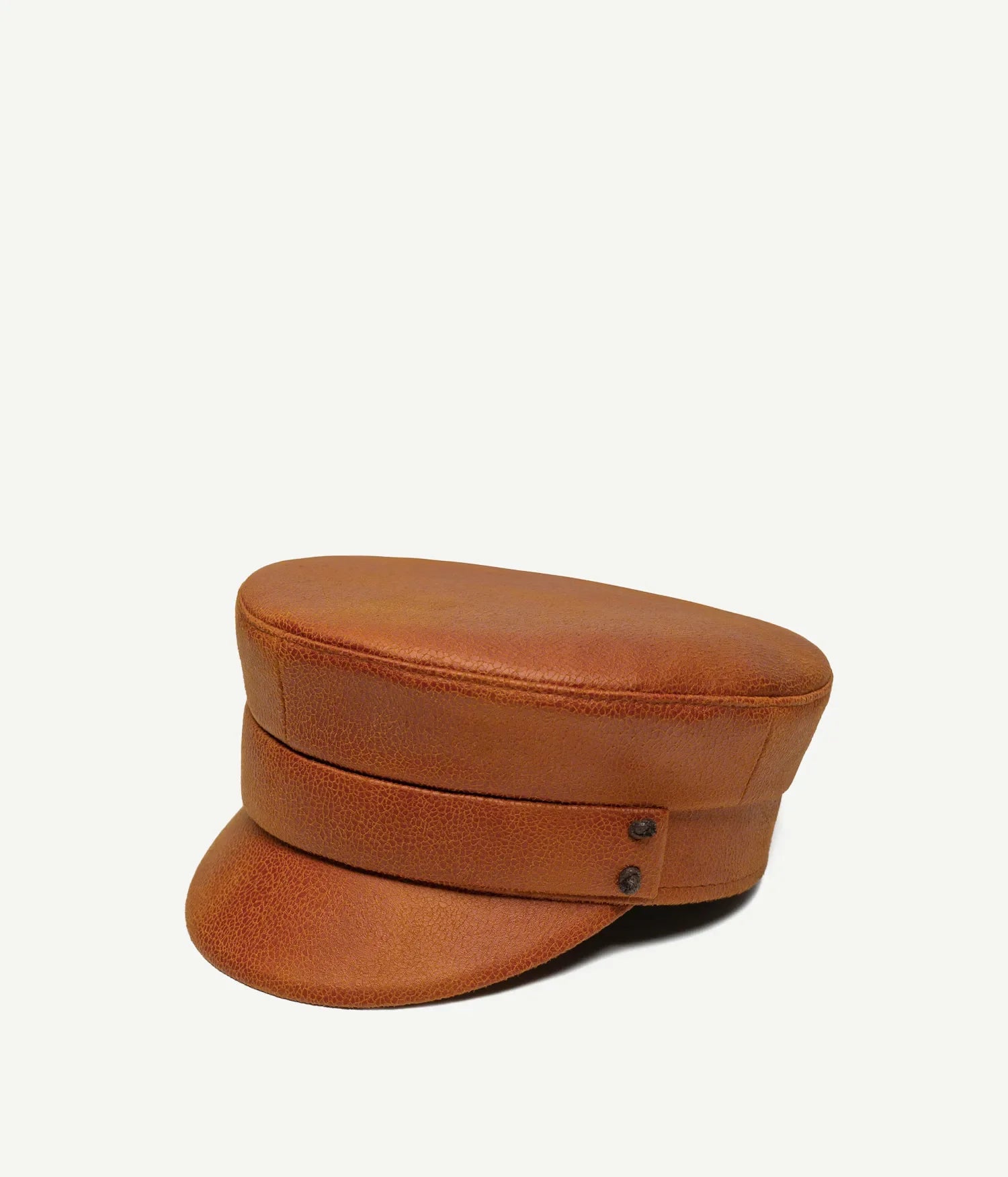 Faux-Leather Belted Baker Boy Cap