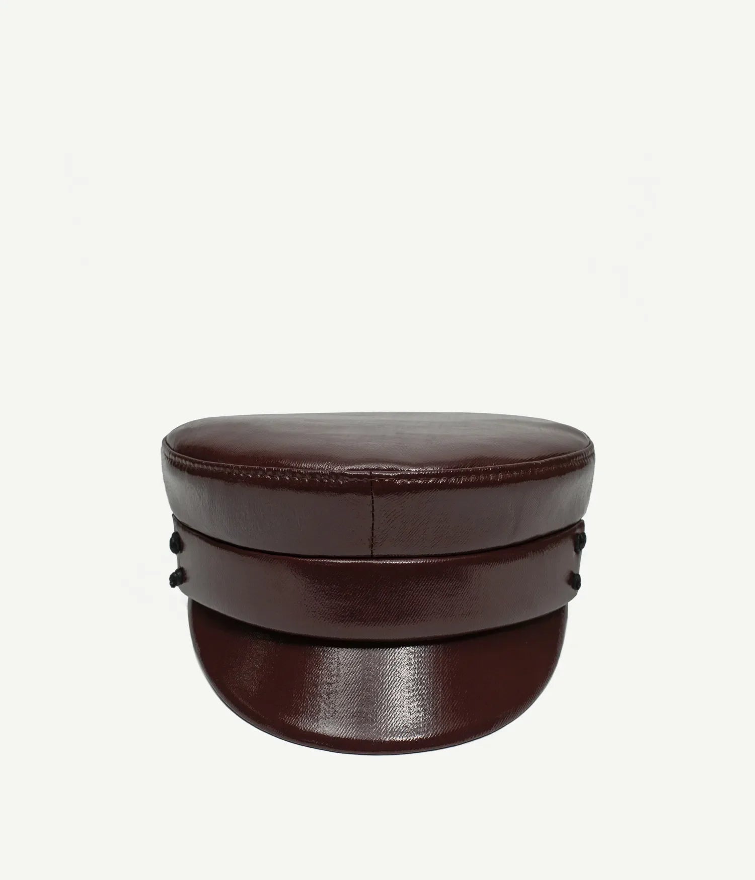 Faux-Leather Belted Baker Boy Cap