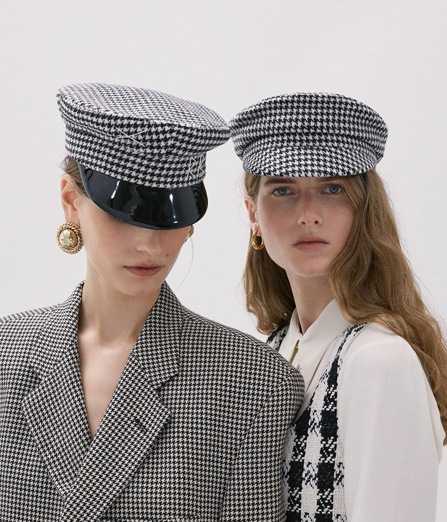 Houndstooth Wool Baker Boy Cap (4660088864816)