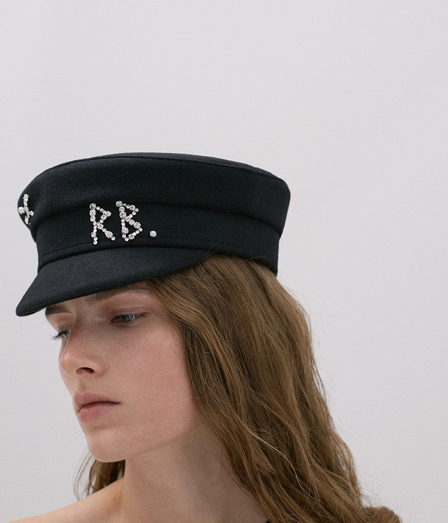 Photo, Baker Boy Cap, Crystal-embellished Cotton Baker Boy Cap