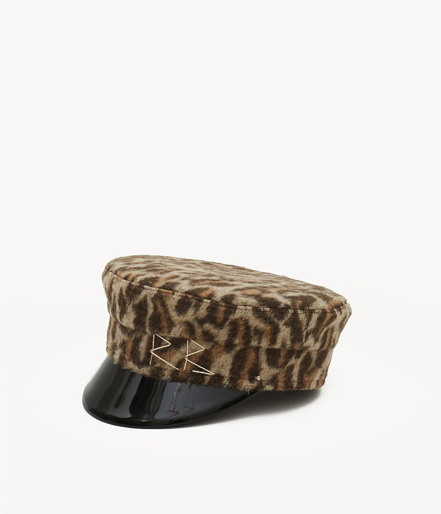 Leopard Print Baker Boy Cap