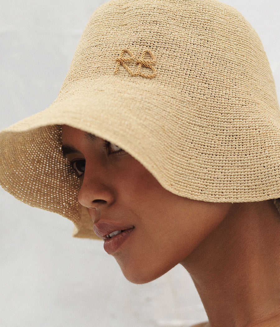 New Arrivals, Monogram-embellished Bucket Hat BCT036-STR-MRB-KN-OS Ruslan Baginskiy