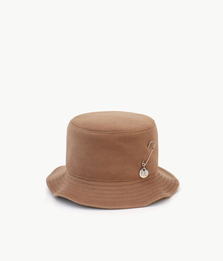 Beige pierced wool bucket hat (4622638579760)
