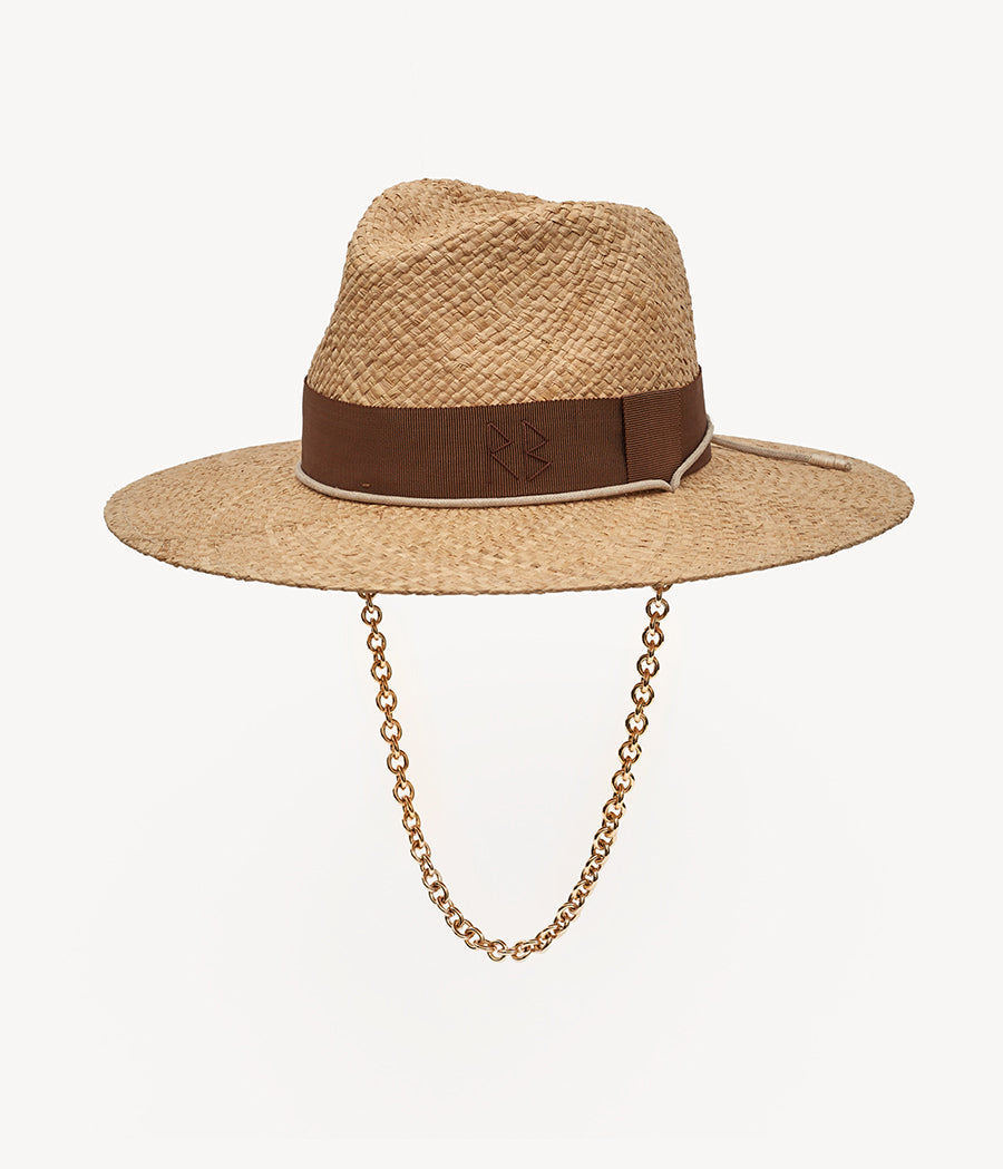 Chain Strap Straw Fedora Hat FDR036/09-STR-CHA-XS Ruslan Baginskiy