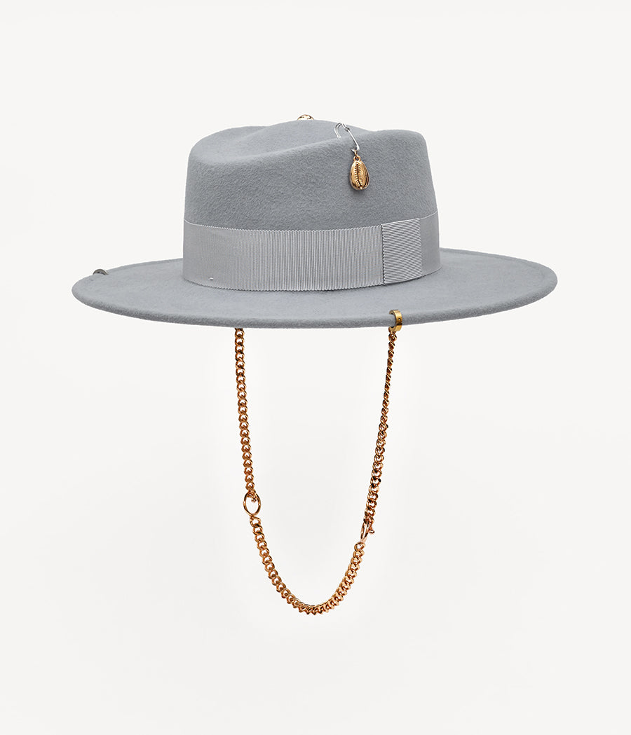 Piercing Grey Felt Gambler Hat