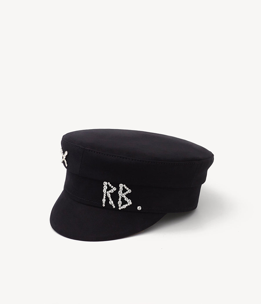 Photo, Baker Boy Cap, Crystal-embellished Cotton Baker Boy Cap