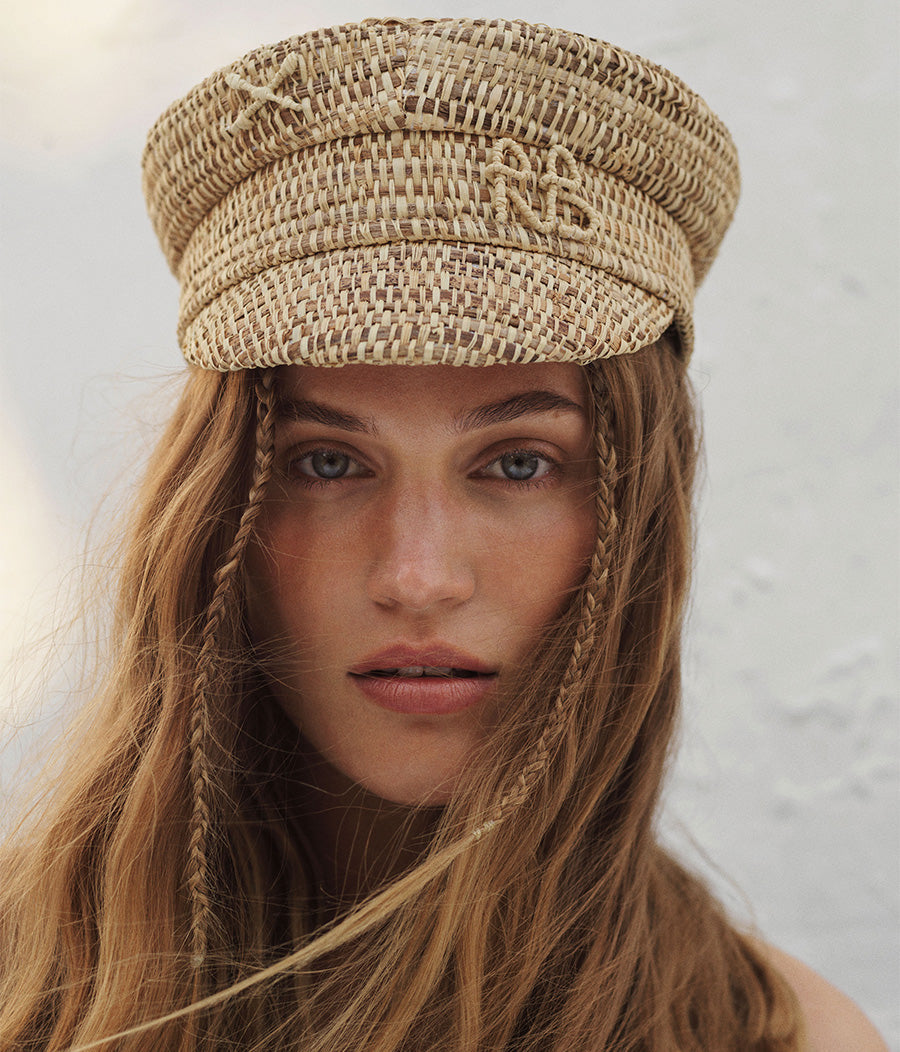 Black Friday Archive by RB, Monogram-embellished Baker Boy Cap KPC036/09-STR-SRB-XXS Ruslan Baginskiy