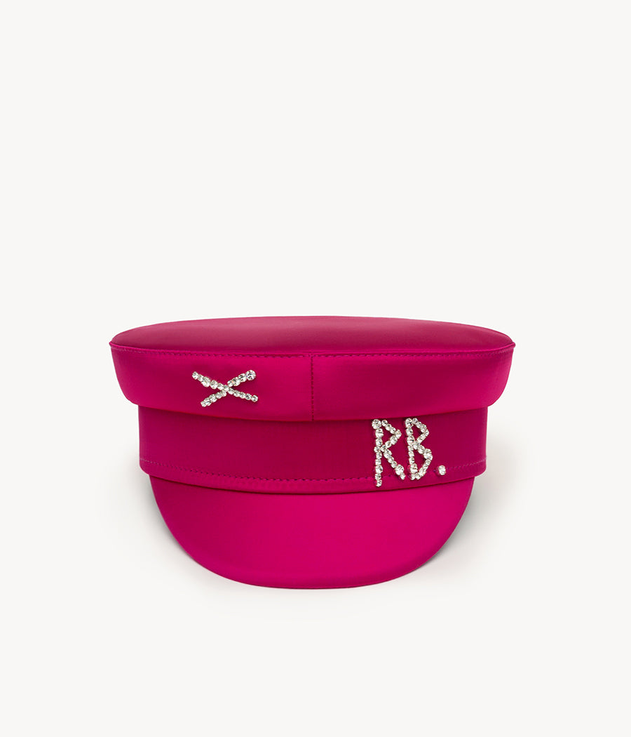 Crystal embellished satin baker boy hat (4604815343691)